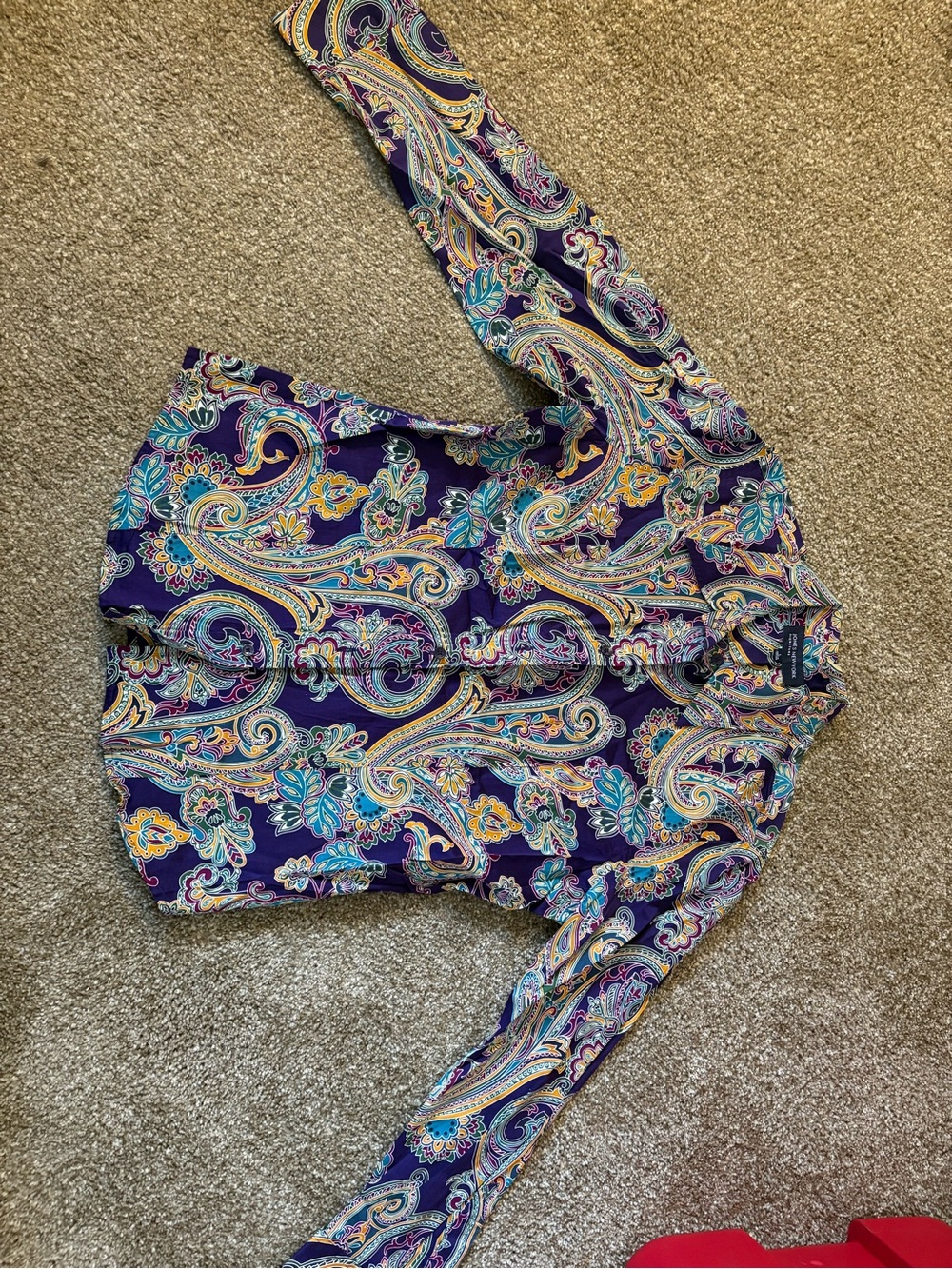 Jones New York Purple Paisley Button-Down Blouse with Multicolor Accents